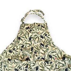 Kay Dee Designs Olive Print Kitchen Apron Green Cotton Front‎ Pocket Tuscany